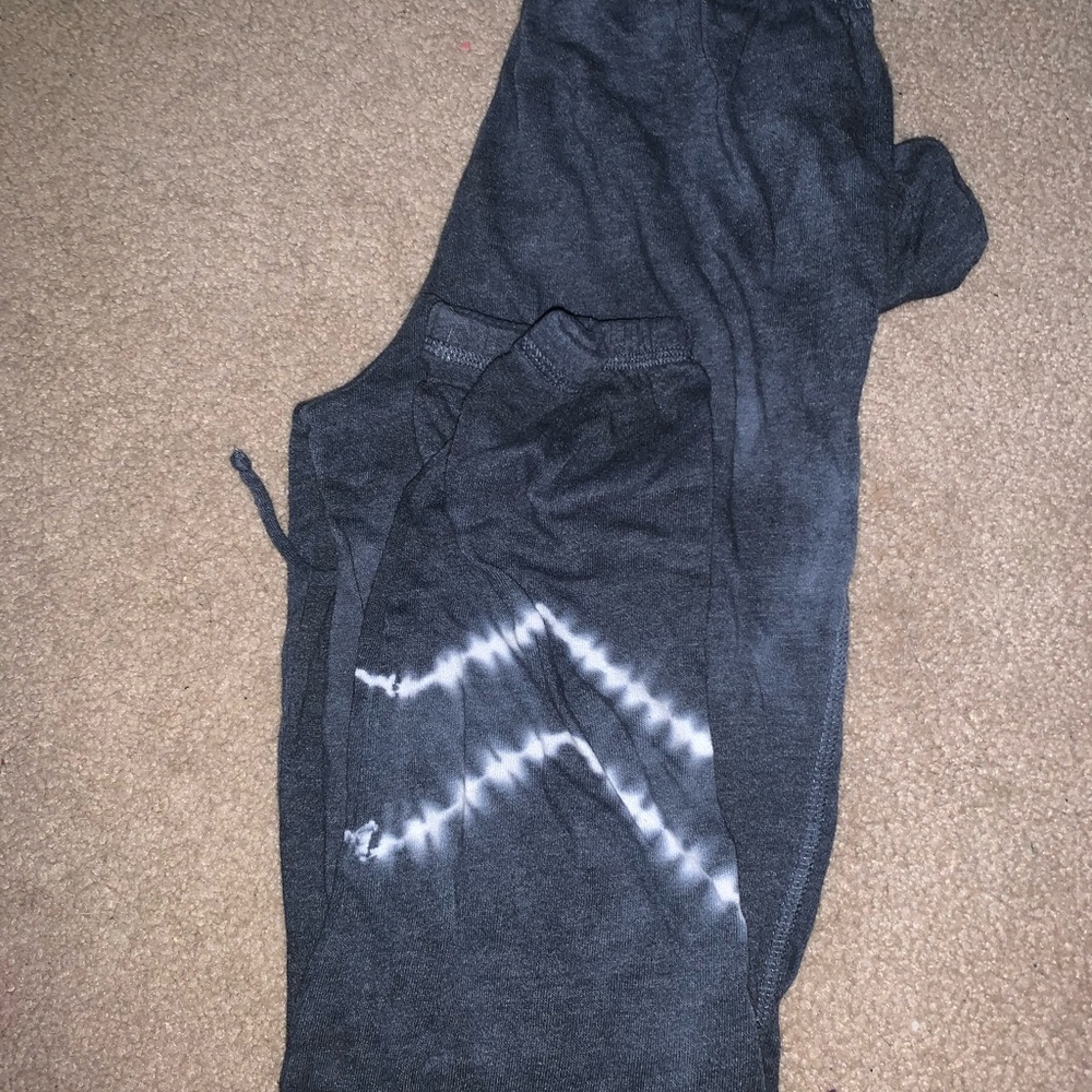 Blue tie-die joggers with pockets